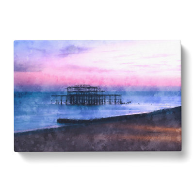 West Pier Brighton Beach - Wrapped Canvas Painting