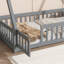 Lit simple en forme de tente, lit tipi avec garde-corps, lattes et porte-249204584