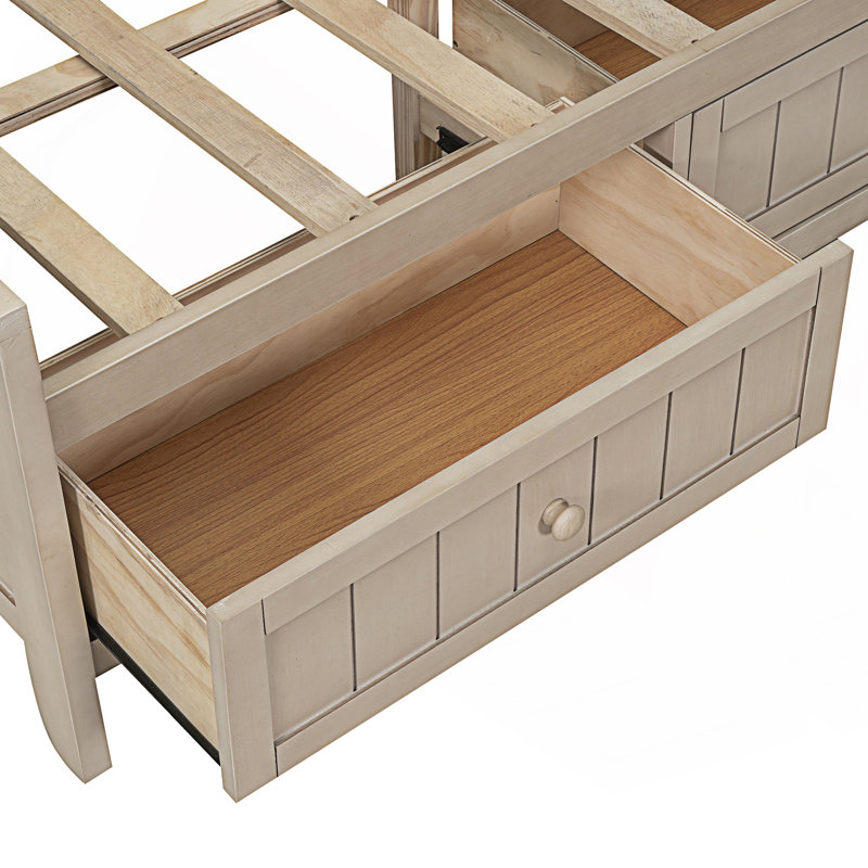 Lit de jour double avec tablettes de rangement et 3 tiroirs, lit de jour, Complet/Double