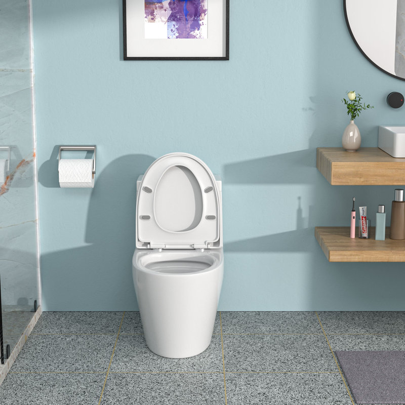 Toilette en céramique une pièce, double chasse avec siège à revêtement doux