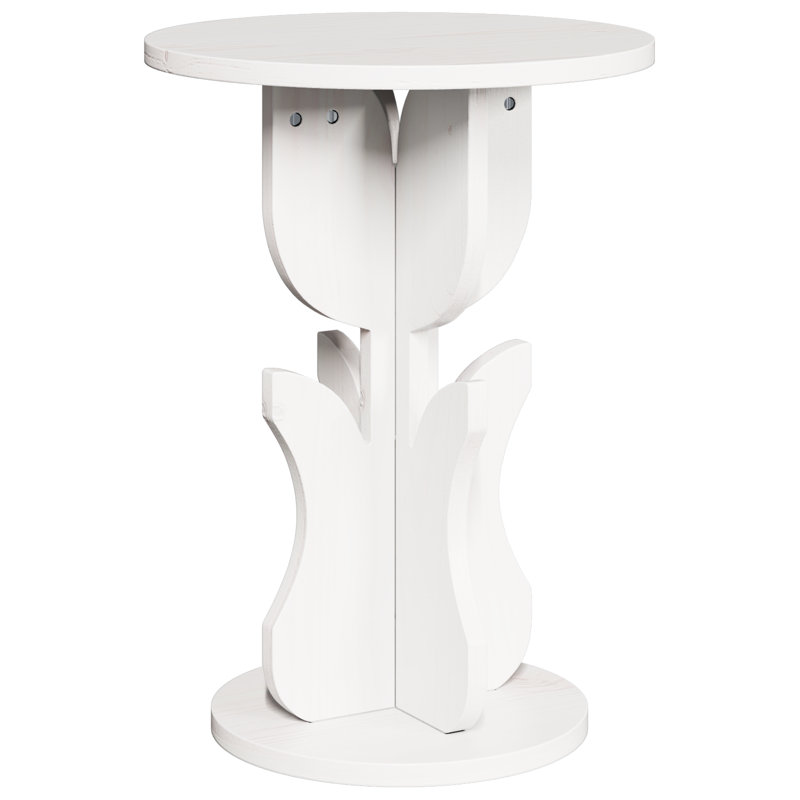 Side Table Solid Pine Wood, White