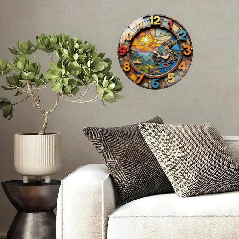 Horloge murale décorative rétro avec art artistique - Horloge murale moderne en verre 12 po
