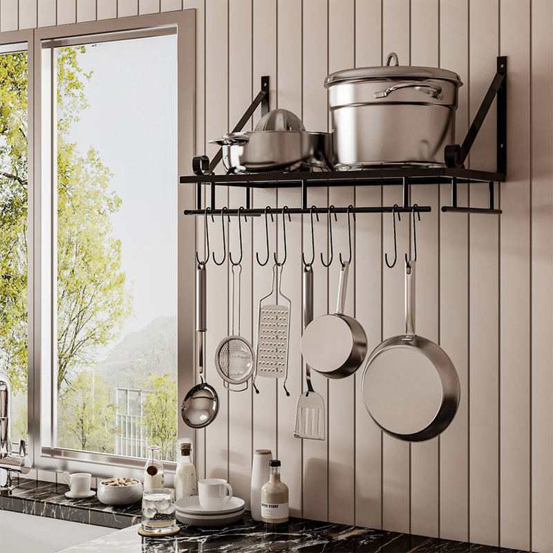 Metal Hanging Pot Rack, 25cm H x 45cm W x 24cm D