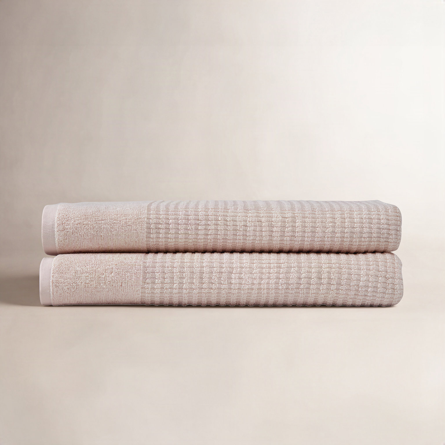 Earline 2-Piece Turkish Cotton Bath Towel Set, Pink