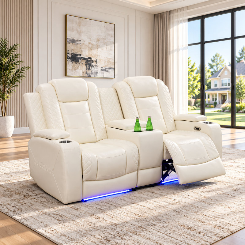 Ensemble de canapés inclinables électriques 2 pièces en similicuir haut de gamme pour salon