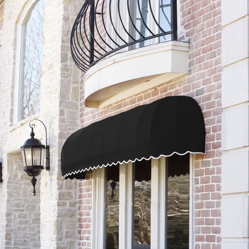 Awntech Chicago Acrylic Fabric Fixed Awning, Black, 31" H x 64.5" W x 24" D