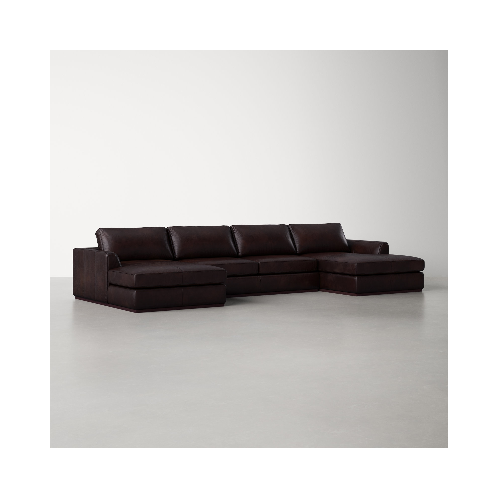 Berger Modular Upholstered Chaise U-Sectional, Heirloom Cigar/Genuine Leather