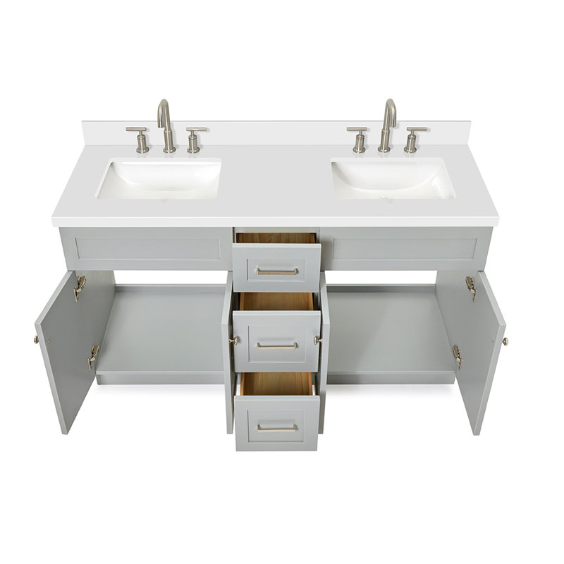 Ensemble de meuble-lavabo double 61 po Hamlet, Gris