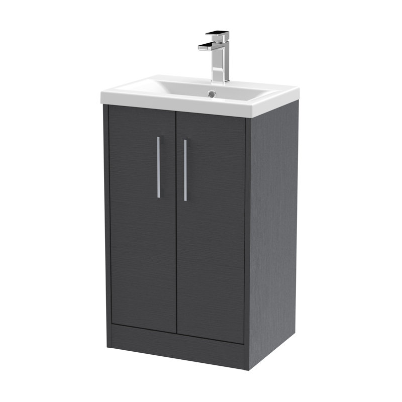Juno 500mm Single Bathroom Vanity with Integrated Vitreous China Basin, Graphite Grey