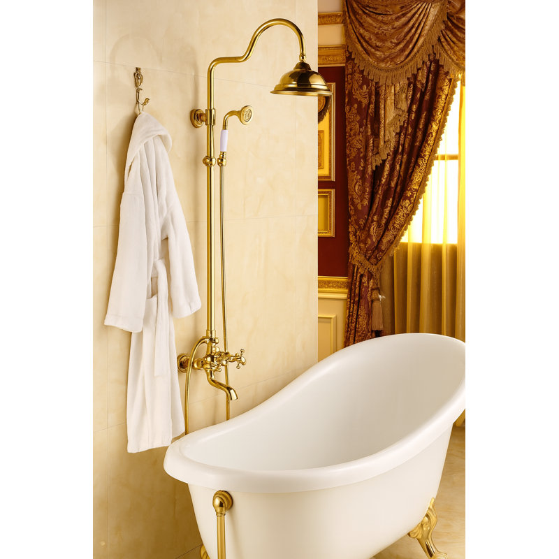 Juno Unique Bell Shaped Rainfall Gold Bathroom Shower-Head Set
