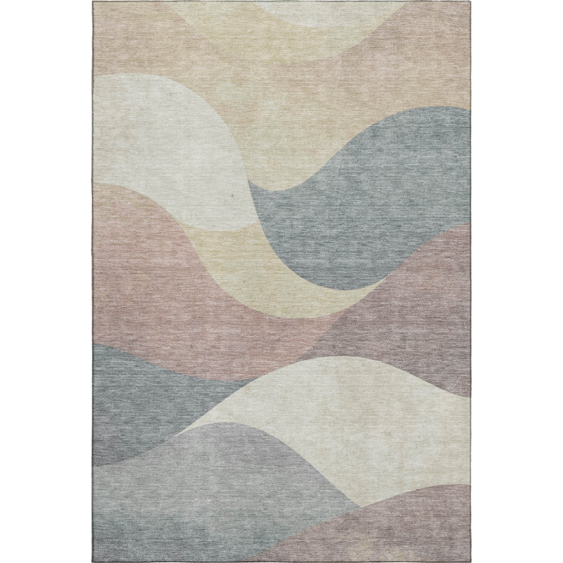 Premium Machine Washable Mayfield  swirls Rug, Beige, 8' x 10'