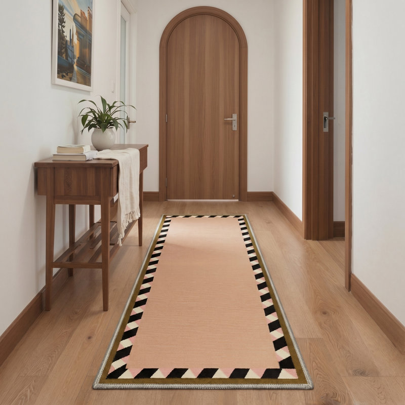 Tapis d'intérieur brun / beige lavable à la machine avec envers antidérapant Coady Vexa, Runner 2' x 7'