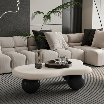 40 Inch Cloud Shaped Coffee Table With 3 Ball Legs For Living Room(Only Including Coffee Table,Without Chairs)