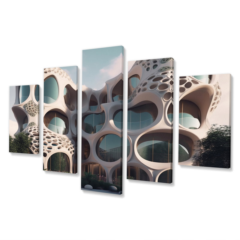 Organic Architectural Flow I - Futuristic Architecture Canvas Print - 5 Panels