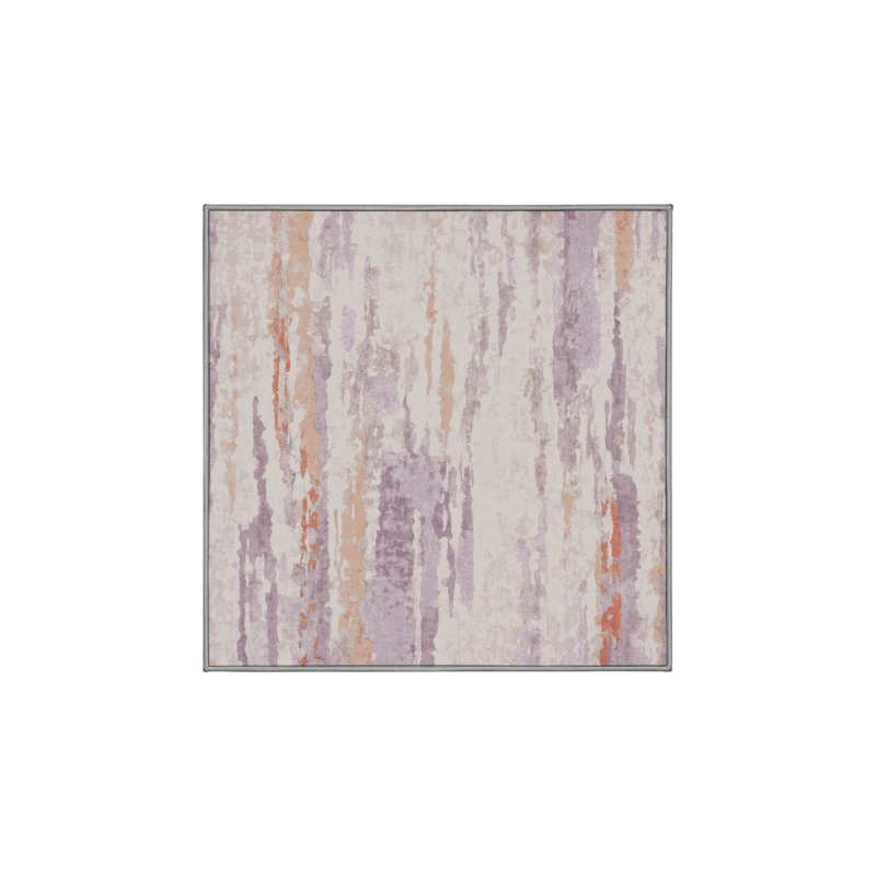 Machine Washable Gray Area Rug, Square 7'