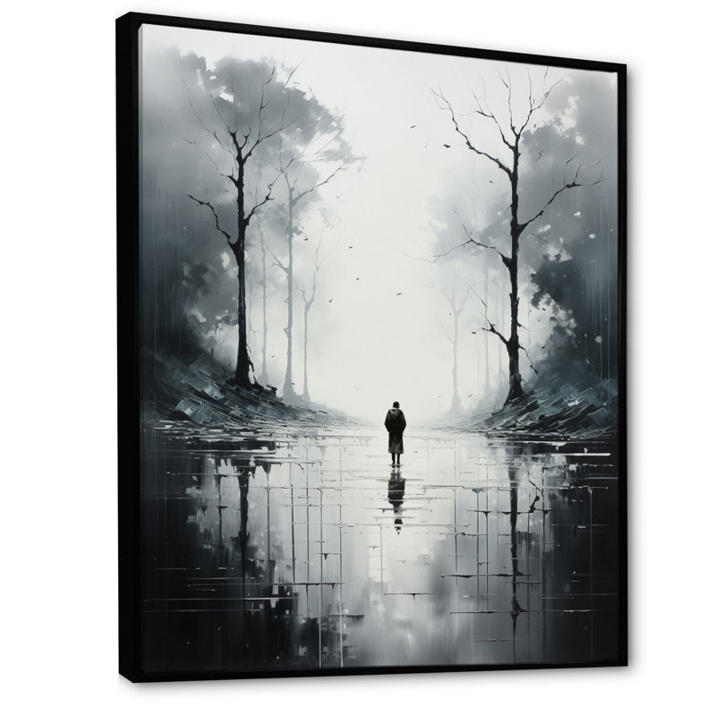 Lavontre côtier minimalisme solitude II, H 44 po x l 34 po x P 1,5 po, Cadre flottant noir