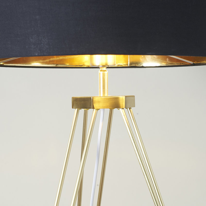 127cm Gold Tripod Floor Lamp, Black
