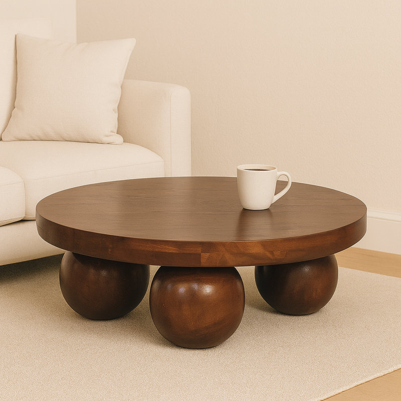 Santibanez Solid Wood Three Leg Coffee Table