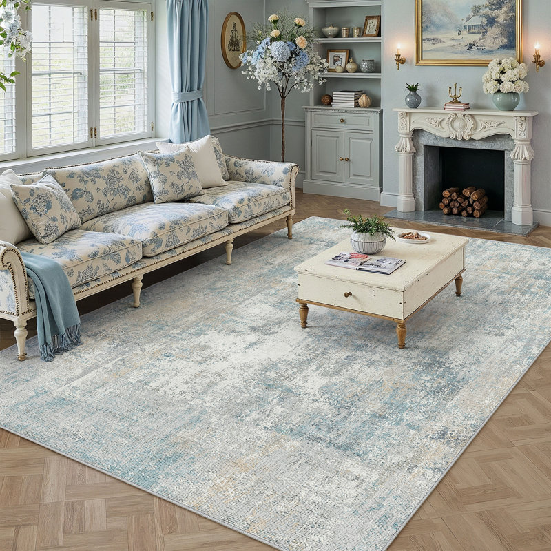 Tapis abstrait moderne avec envers antidérapant Elroy, Rectangle 6 pi x 9 pi