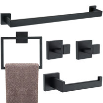 Ntipox 5 Piece Stainless Steel Matte Black Bathroom Hardware Accessories Set  Include Towel Bar Set Matte Black, 24 inch Bath Accessori