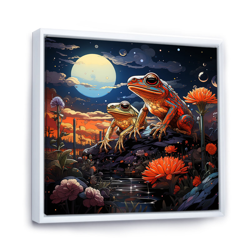 Cosmic Art Frog II sur impression sur toile, Cadre flottant blanc, 36" H x 36" W
