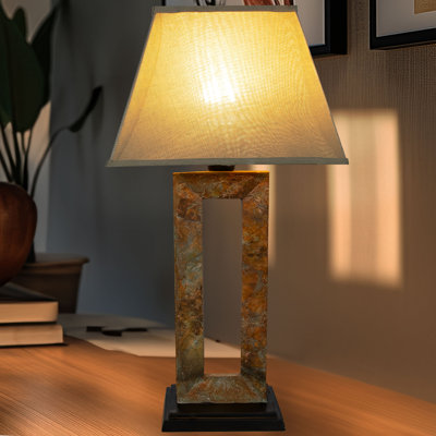 Open Rectangle Slate Outdoor Table Lamp - 31" H