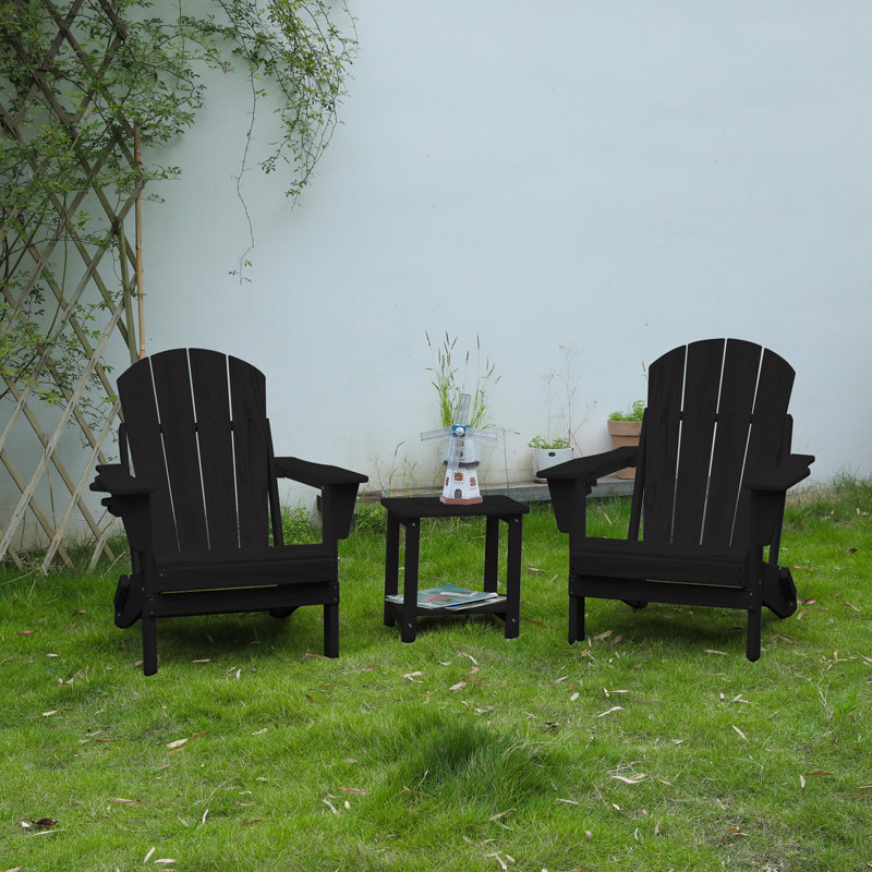 Chaise Adirondack pliante avec table d'appoint, Noir