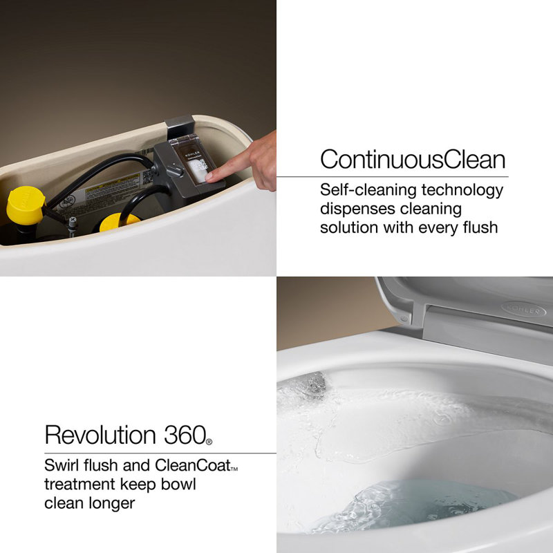 Betello with Continuous Clean 1.28 Gpf Toilet Tank with Aquapiston Flushing Technology and Left-Hand Trip Lever, White