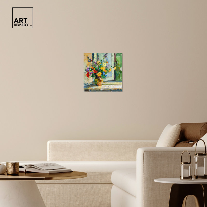Art Remedy, vase près de la fenêtre, impressionisme 56644, H 20 po x l 20 po, Toile tendue