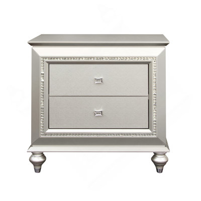 Champagne 2-Drawer Nightstand with Sparkling Trim