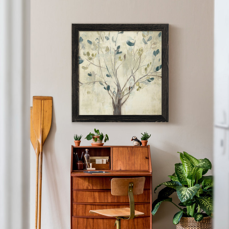 "Trees of Blue I", reproduction d’art encadrée, Toile avec cadre érable, Pas de tapis, H 17 po x l 17 po x P 1,5 po