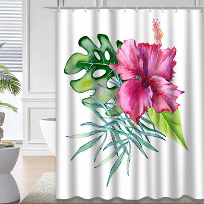 Fleur tropicale, feuilles, aquarelle, art floral blanc avec 12 crochets