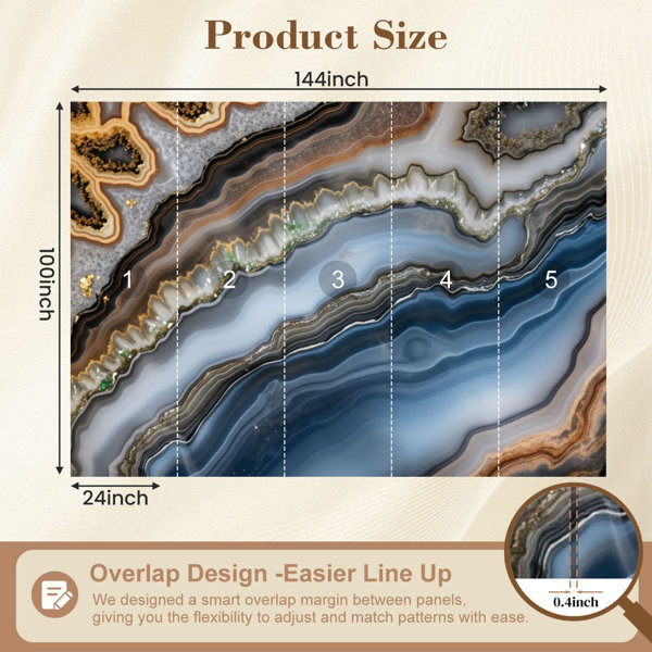 Red Barrel Studio Peel and Stick Wallpaper Abstract Agate Stone Blue ...