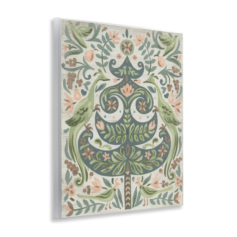 Symmetrical Birds & Seasonal Tree Wall Plaque Art, design by June Erica Vess