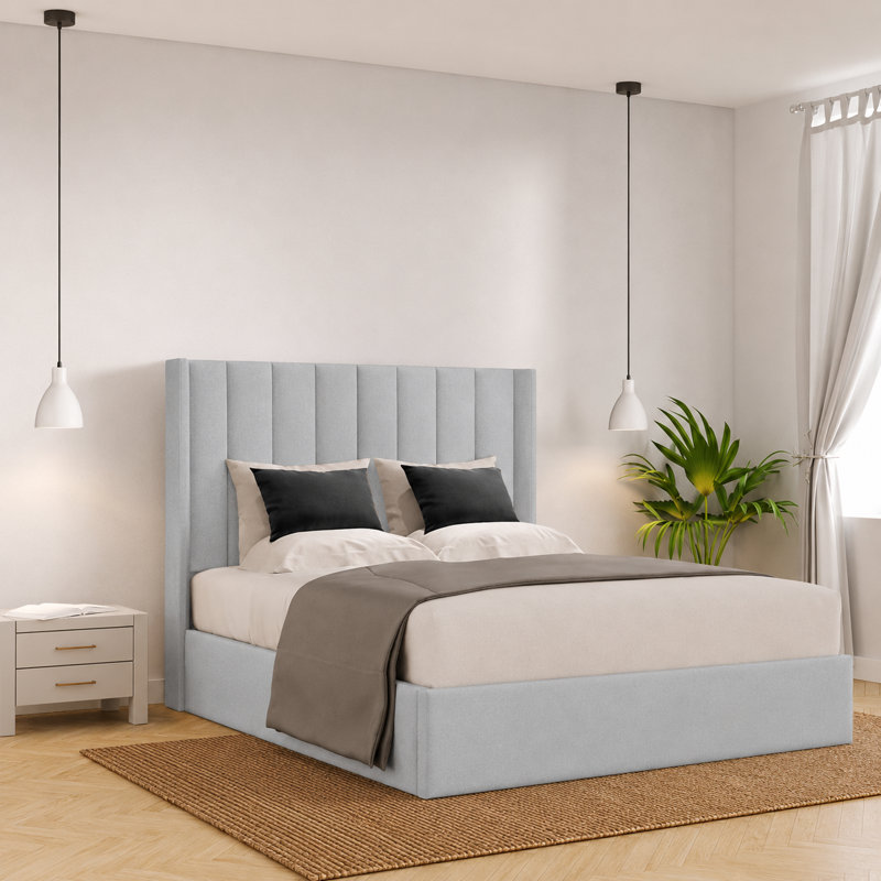 Ayrin Upholstered Ottoman Storage Bed, Light Silver, Super King (6')