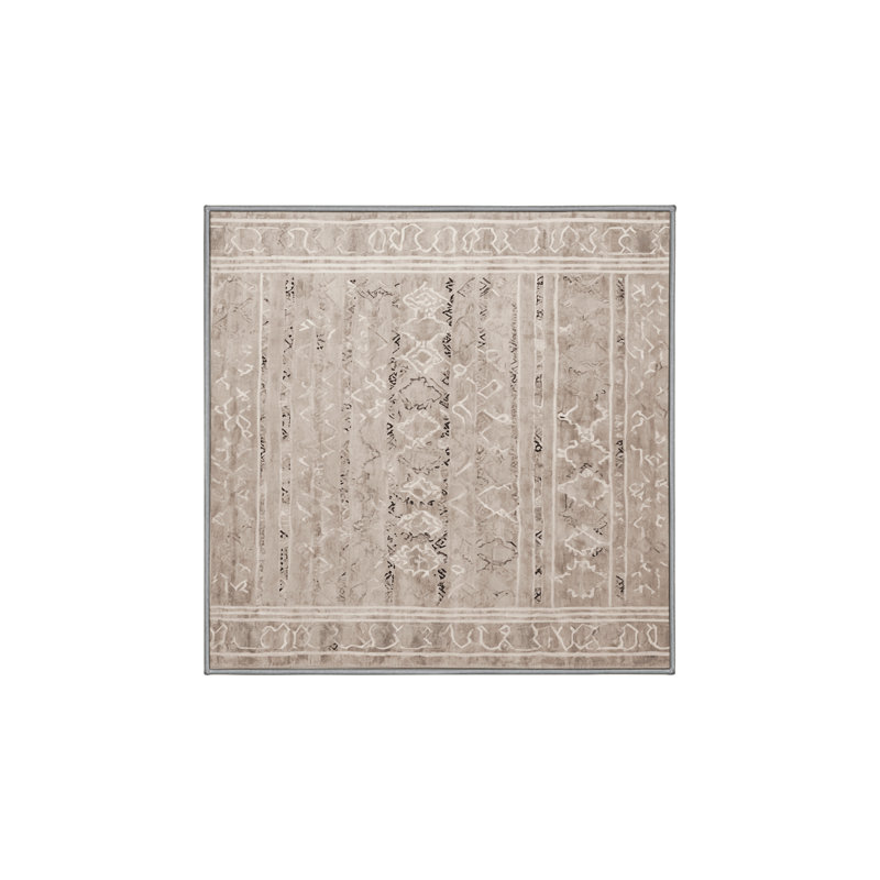 Machine Washable Gray Area Rug, Square 5'