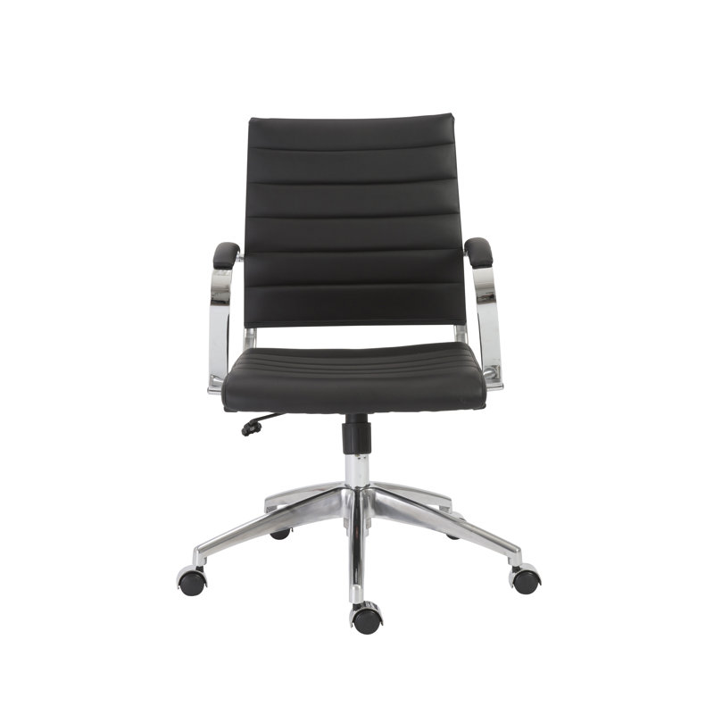 Rossie Task Chair, Gray Faux Leather, Fixed