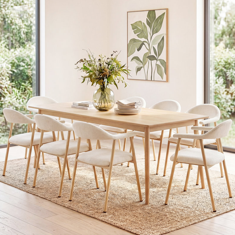  Modern Upholstered Kitchen Dining Chairs, Beige, 8