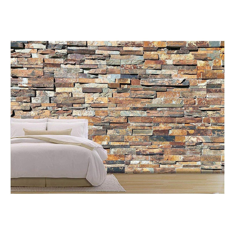 Papier peint brique pelez et collez, L 66 po x l 96 po