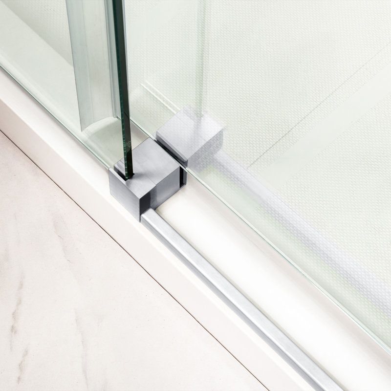 Portes de baignoire sans cadre de 56 à 60 po de largeur x 66 po de hauteur avec verre trempé transparent de 5/16 po (8 mm), coulissant simple avec bandes d'étanchéité latérales