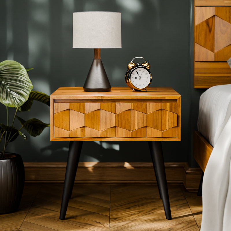 Georgina 1 - Drawer Solid Wood Nightstand, Natural