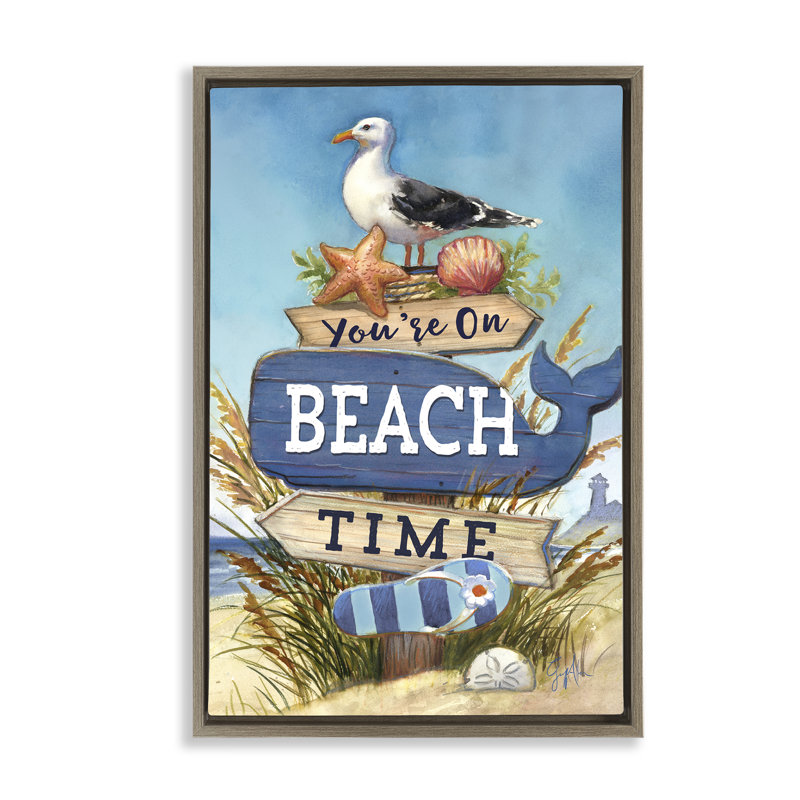 Toile flottante encadrée «On Beach Beach» par Geoff Allen, H 25 po x l 17 po, Cadre flottant orme Montalcino