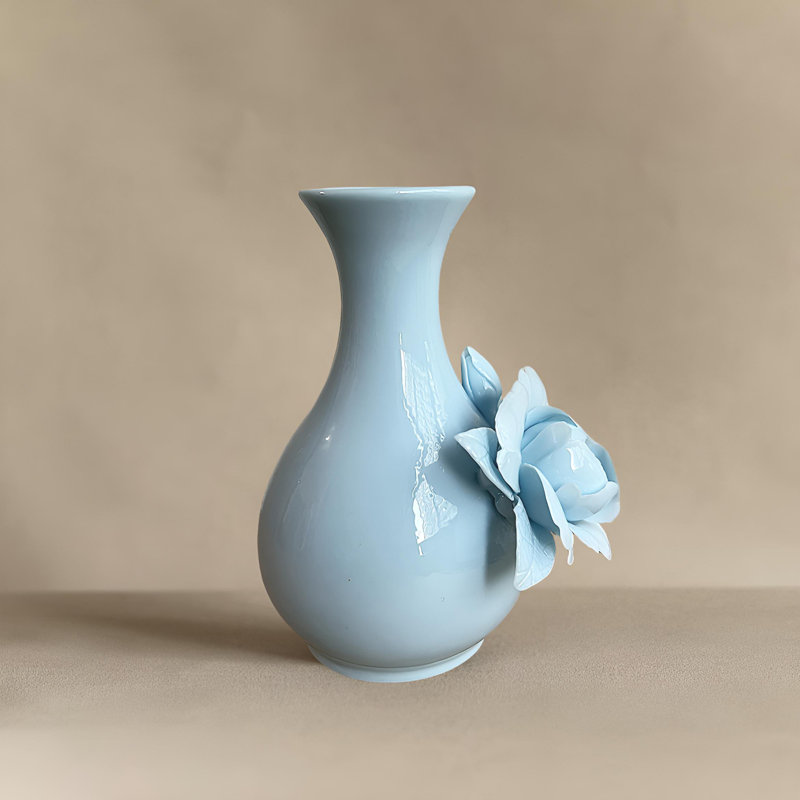 Exquisite Hand-Pinched Peony Vase In Fine Ceramic