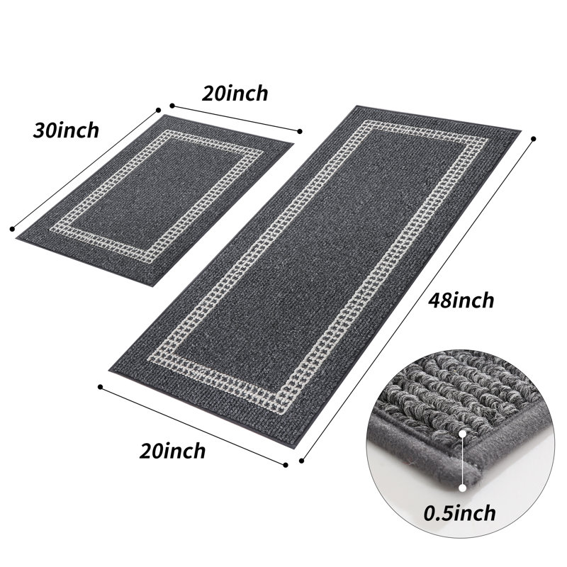 Xamiera Washable Kitchen Mat (Set of 2), Black