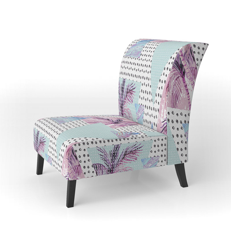 Fauteuil de chambre bleu rembourré à motif géométrique Blue Summer