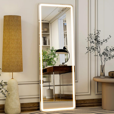 Miroir pleine grandeur suspendu au-dessus de la porte, miroir mural suspendu debout 3 en 1 pour salon de chambre à coucher, 47 po x 17 po