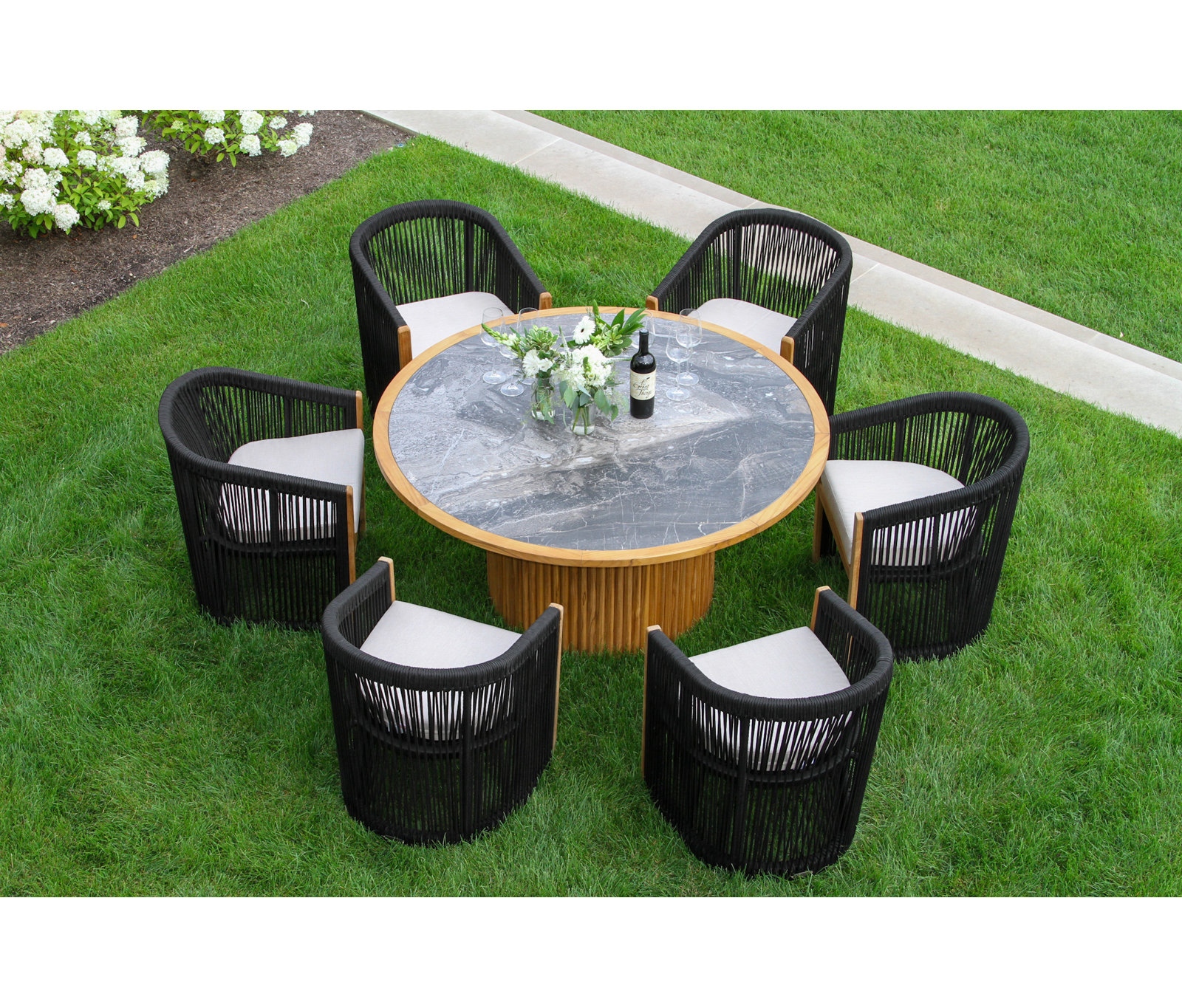 Aniston 60" Sunbrella® Patio Dining Set, Gray