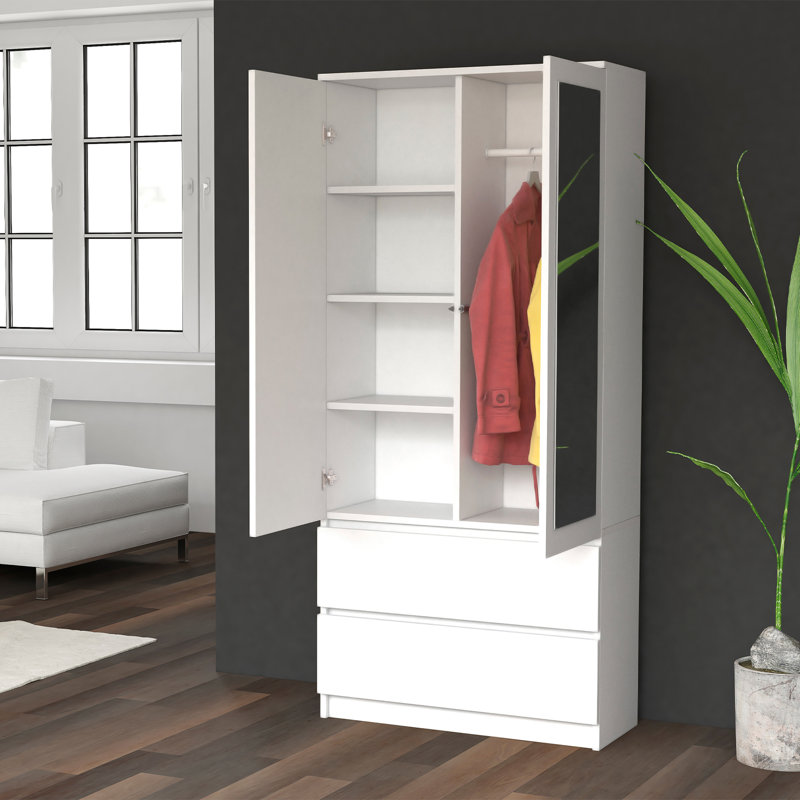 Jenness 2 Door Solid + Manufactured Wood Wardrobe