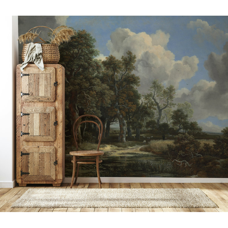 Papier peint classique paysage de chêne, L 140 po x L 108 po