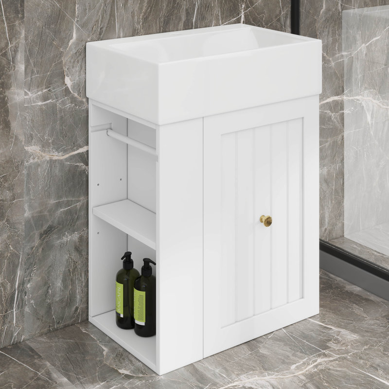 Wall-Mounted Style Bathroom Vanity, 20-Inch Bathroom Vanity With Ceramic Sink